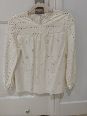 Marc Jacobs Cream Eyelet Long-Sleeve Blouse size 2